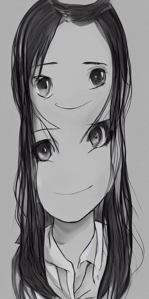 potrait of a schoolgirl in a classroom mirror, digital art, anime style, 8 k, black and white 