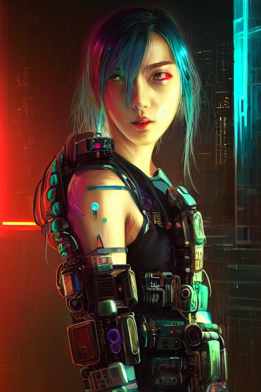 portrait futuristic passionate cyberpunk young female Crusader, in futuristic spotlighting tokyo rooftop cyberpunk night, ssci-fi, fantasy, intricate, very very beautiful, elegant, neon light, highly detailed, digital painting, artstation, concept art, soft light, hdri, smooth, sharp focus, illustration, art by tian zi and craig mullins and WLOP and alphonse mucha