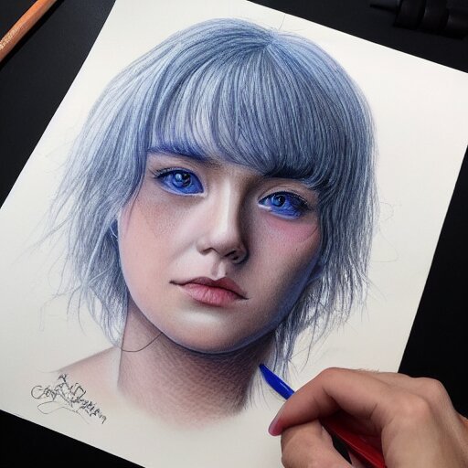  Colored pencil art on paper, highly detailed, artstation, portrait, Caran d'Ache Luminance