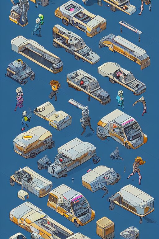 isometric design, sprite sheet, game resources, futuristic van by josan gonzalez 