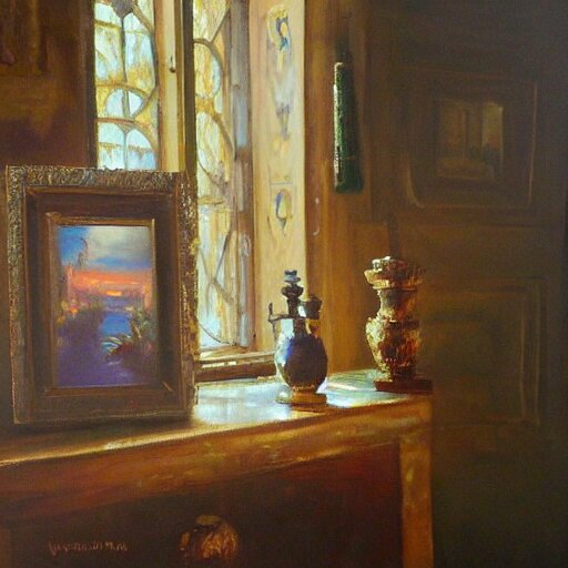 the most beautiful treasure within the castle's treasure room. oil on canvas. 