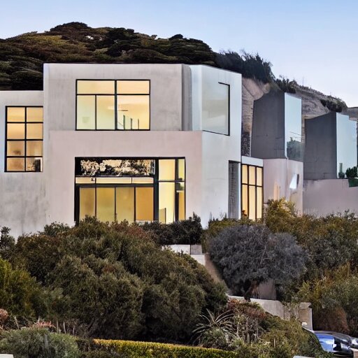 a modern concrete mansion on the bluffs overlooking downtown san francisco 