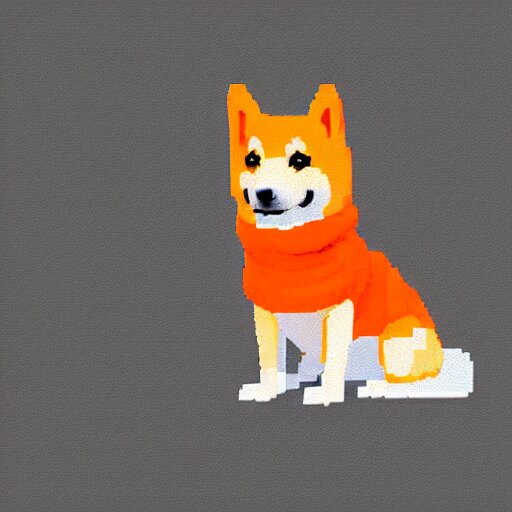 a shiba inu wearing an orange hoodie, pixel art 