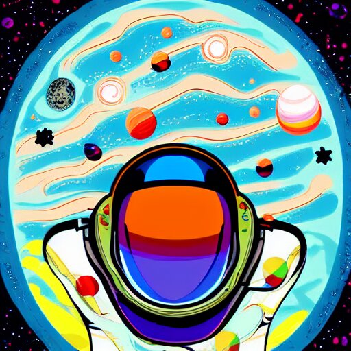 psychedelic astronaut floating in space, very colorful, digital art 