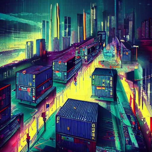 Lexica “ city made of shipping containers, cyberpunk art by vincent