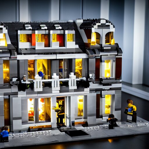 mara - a - lago fbi raid lego set, photorealistic, studio lighting, highly detailed, cinematic composition, realistic render, octane render, detailed textures 