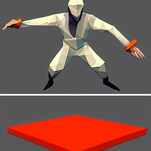 low poly ninja in the style of playstation 1 games