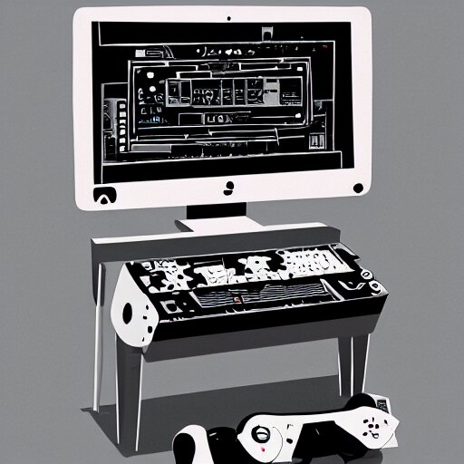 A giant computer with a 404 error code, by Emiliano Ponzi, by Chris Ware, neogeo, criterion collection, 2d game art