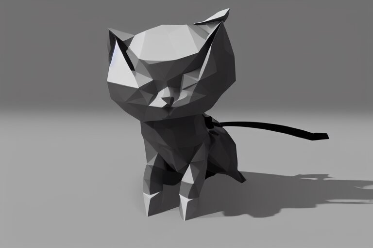 a cat dressed as a scuba diver swimming underwater, low poly, render, blender, low polygon, creepy, vast,