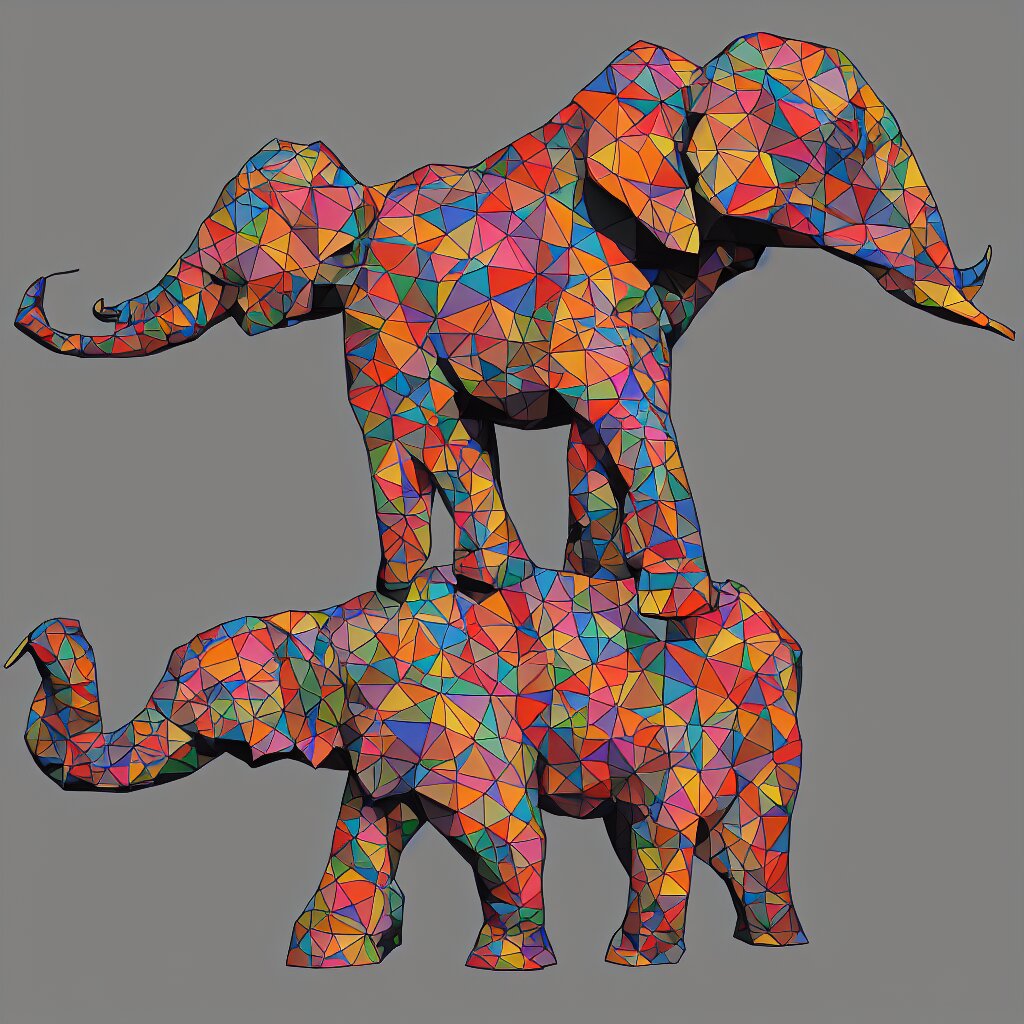 low polygon elephant art