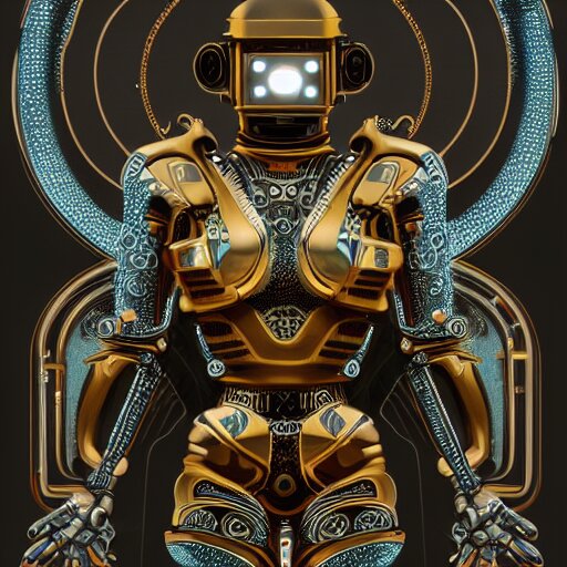 robot, 70s sci-fi, highly detailed, dark enlightenment, alchemy, nigredo, deep aesthetic, concept art, post process, 4k, highly ornate intricate details, art deco,