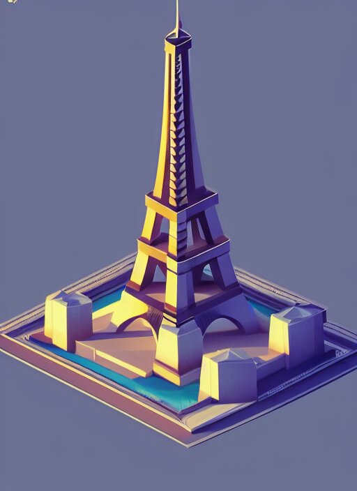 a low poly isometric render of eiffel tower in the style of monument valley, intricate, elegant, smooth shading, soft lighting, illustration, simple, solid shapes, by magali villeneuve, jeremy lipkin and michael garmash, rob rey and kentaro miura style, octane render 