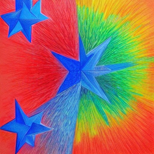  Colored pencil art on paper, Star art abstraction, artstation, MasterPiece, Award-Winning, Caran d'Ache Luminance