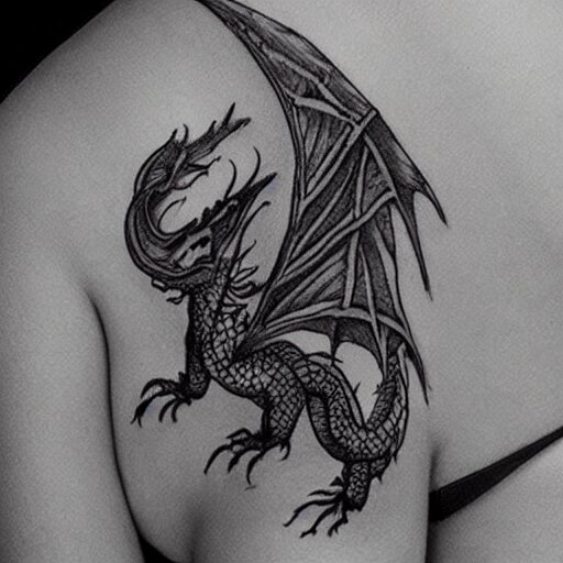 The most beautiful dragon tattoo art ever made on the human body, high detail,