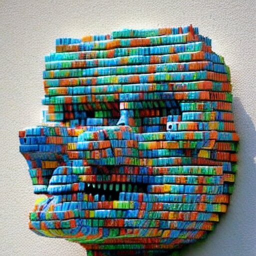 sculpture made out of empty plastic cigarette packs. 