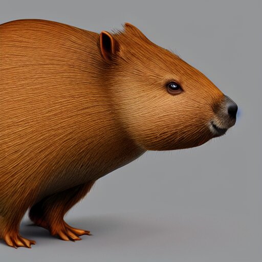 low polygon render of a capybara on a white backround, isometric 3 d, ultra hd 