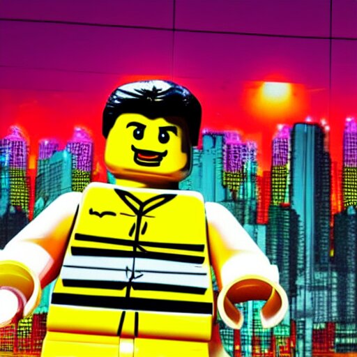 a xi jinping lego statue, in the style of synthwave, auoroacore, power, 