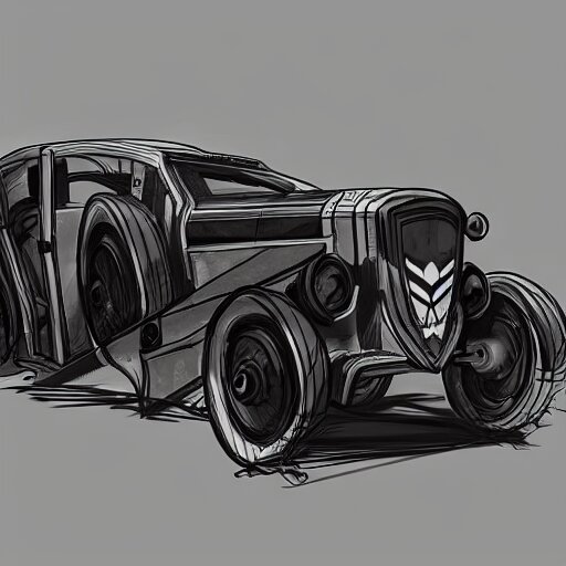 concept art of a car in the style of dishonored game 