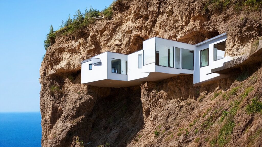 house built on the side of a cliff, award winning photo