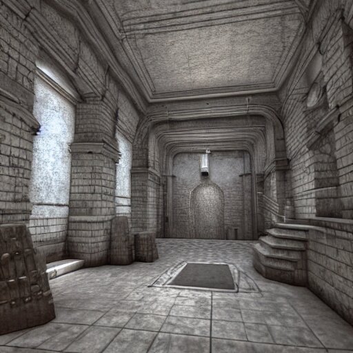 interior architecture from quake, lovecraftian, liminal space, unreal engine 5, hyper detailed, hyper realistic 