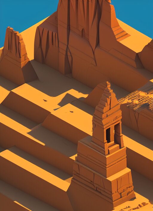 a low poly isometric render of sphinx in the style of monument valley, intricate, elegant, smooth shading, soft lighting, illustration, simple, solid shapes, by magali villeneuve, jeremy lipkin and michael garmash, rob rey and kentaro miura style, octane render 