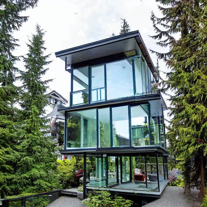 glass house on stilts at 2875 adanac.st vanvcouver,british columbia,canada