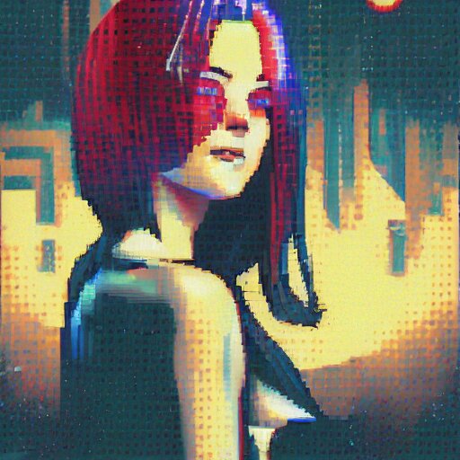 A pixel art, pointillisme potrait of a cyberpunk cyborg girl with big and cute eyes, fine-face, realistic shaded perfect face, fine details. Very anime style. Realistic shaded lighting poster by Ilya Kuvshinov katsuhiro, magali villeneuve, artgerm, Jeremy Lipkin and Michael Garmash, Rob Rey and Kentarõ Miura style, trending on art station