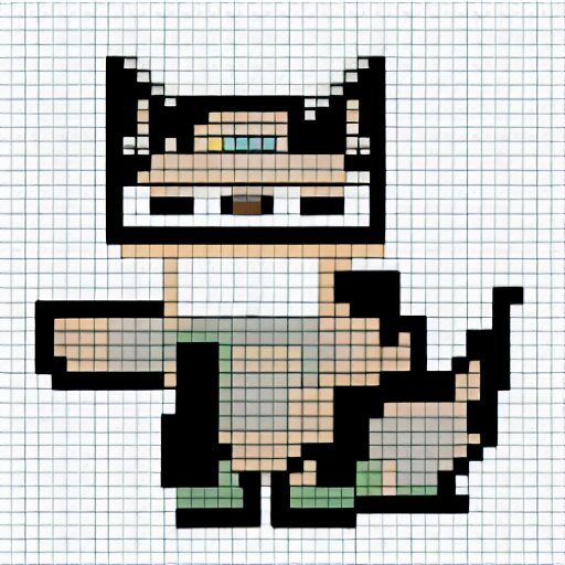 pixel art of a cat, white background