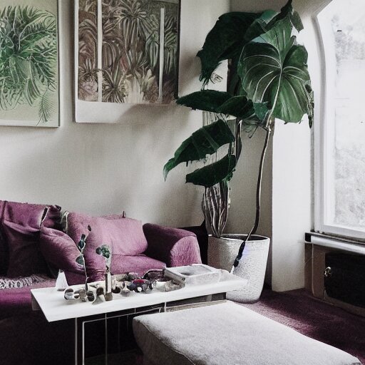 ! dream a living room with plants and speakers and a painting on the wall, a photorealistic painting by mollie forestier - walker, featured on tumblr, light and space, sanctuary, soft light, aesthetic 