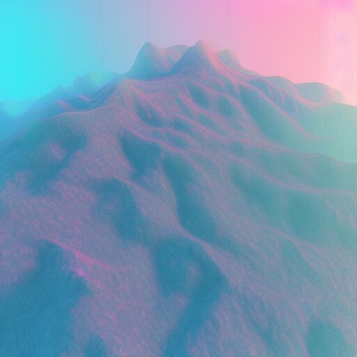 “ aerial view of a mountain, fog on the ground, voxel, vibrant colors ” 