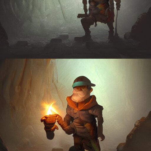 deep underground, an explorer holding up a torch finds a cursed gem. , concept art, trending on artstation 3D.