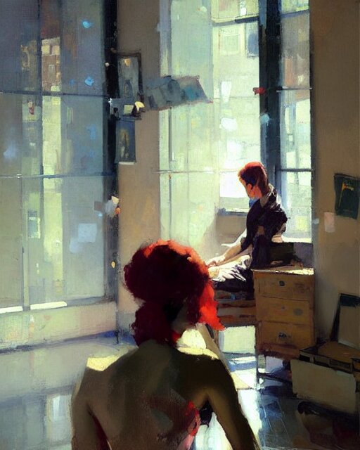 school of life, indoor interesting room, ( impressionistic oil painting by malcom liepke ), alexi zaitsev, craig mullins, melinda matyas, tooth wu, wlop, denis sarazhin, bold brushstrokes, highly detailed, award winning, textured, masterpiece 