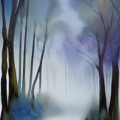 watercolor foggy forrest