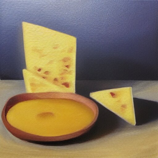 beautiful oil painting of gouda cheese 