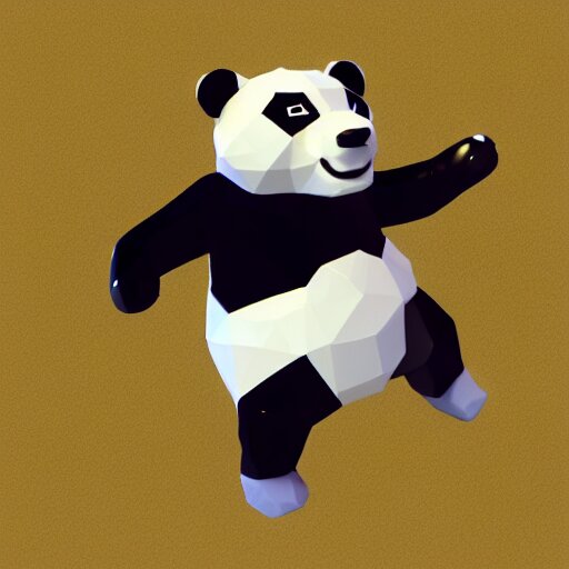  panda, low poly, isometric, 3D render, white background