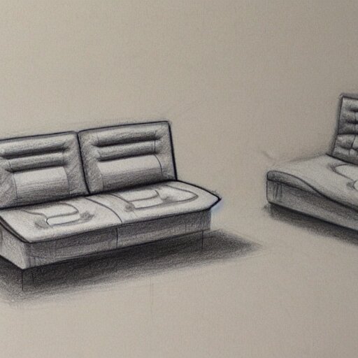 drawing of concept sofa by Japanese engineers,  blade runner style, 3d,  photorealism