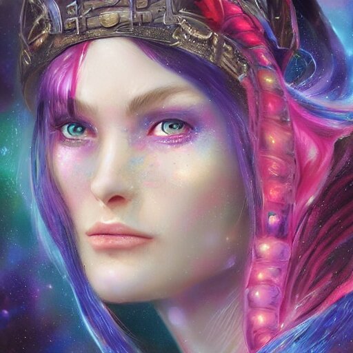 a fantastic vibrant mixed pastels 3 d painting of a somber female sorceress under a cloudy rainstorm weather, anaglyphy effect, cgsociety # conceptart cg, # oc, by vanessa lemen by charlie bowater by jeff easley by stephanie hans in deep space by ross tran by vanessa lemen by nasa hubble space telescope images 