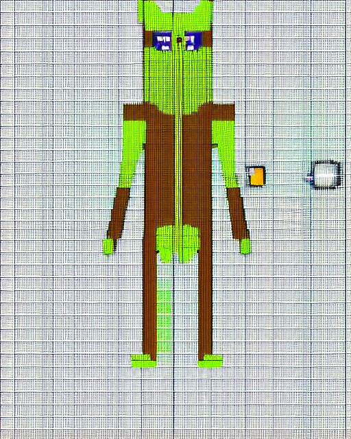 spritesheet pixel art of feline alien main character, isomorphic top down view, transparent