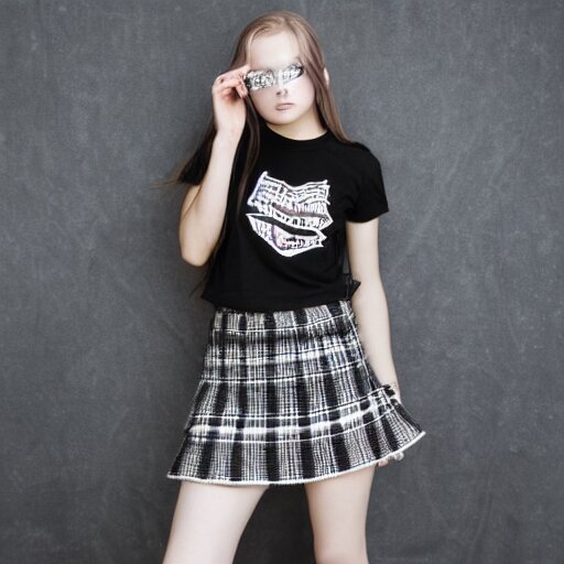 female model teenage emo photography plaid skirt band shirt 