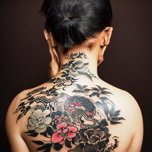 Photography Of The Back Of A Woman With An Detailed Irezumi Tatt Arthub Ai