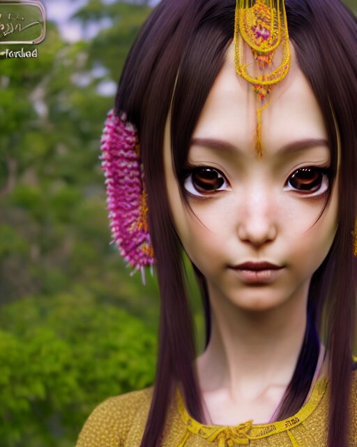 render as a very beautiful daz 3d anime aiko girl, wearing assamese bihu mekhela sador gamosa dress, long braided black hair, hazel eyes, full round face, short smile, assam tea garden setting, cinematic lighting, medium shot, mid-shot, highly detailed, trending on Artstation, Unreal Engine 4k, daz studio genesis iray ultra hd, cinematic wallpaper by Stanley Artgerm Lau, anime masterpiece,