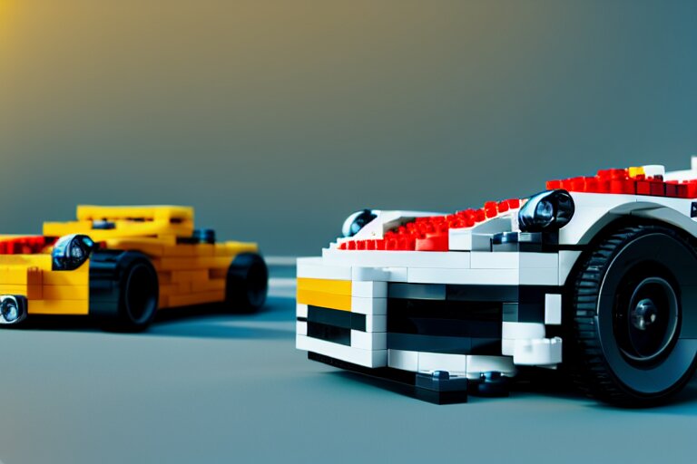 Porsche made out of Lego, octane render, studio light, 35mm,