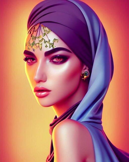 richly detailed color illustration of very very very very very beautiful Arab fashion model illustrated by Artgerm and Mina Petrovic and Timothy Kong and Marina Federovna. 3D shadowing