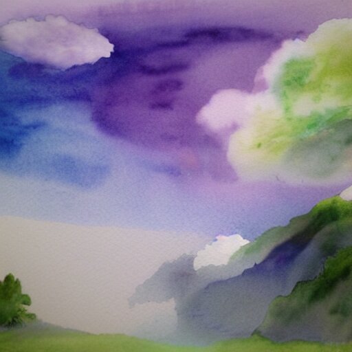 fuzzy cloud, ethereal, matte painting, water colour 