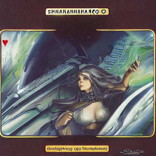 a shinkansen on a magic the gathering playing card, magali villeneuve 