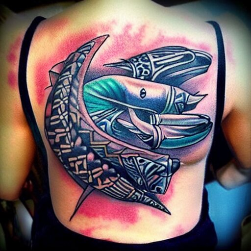 tattoo of zelda windfish tribal realistic 