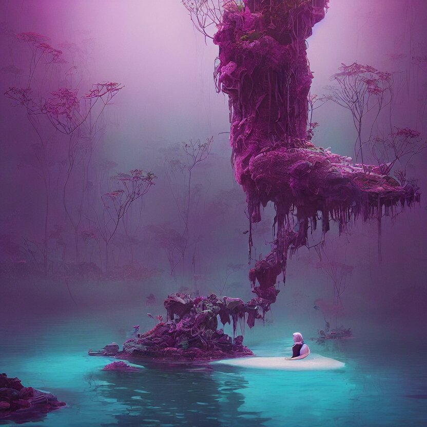 tranquil queen submerging wisdom in the ecosystem acrylic painting  by Beeple and CGSociety