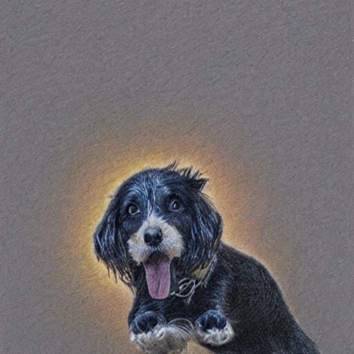  Colored pencil art on paper, Dog playing in park, highly detailed, artstation, MasterPiece, Award-Winning, Caran d'Ache Luminance