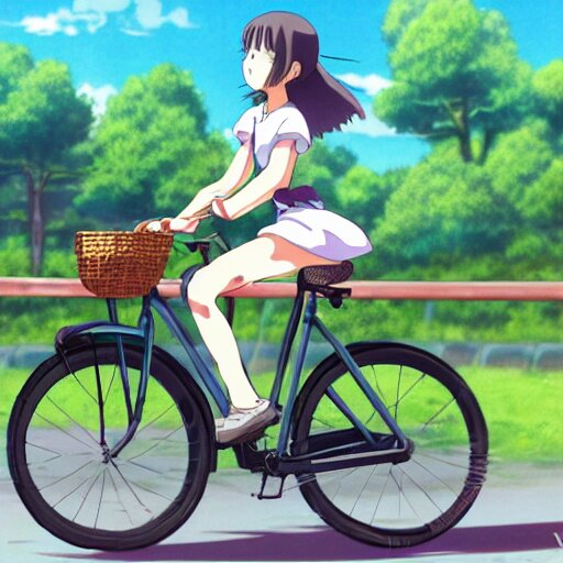 Lexica – Anime girl riding bicycle in highly detailed japanese suburb ...