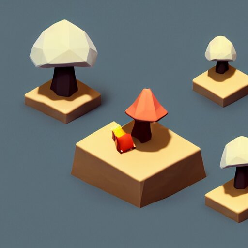 a cute little matte low poly isometric mushroom, lat lighting, soft shadows, trending on artstation, 3d render, monument valley, fez video game,